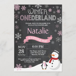 Invitation d'hiver Onederland 1er Birthday Invitat