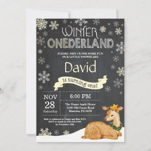 Invitation d'hiver Onederland Deer 1er Birthday In