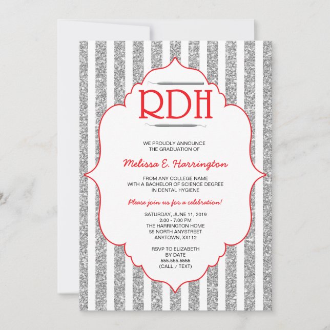 invitation d'hygiéniste dentaire RDH de Red Partie (Devant)
