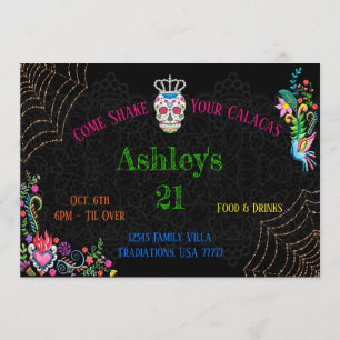 Invitation Dia De Los Muertos Day de l'anniversaire mort 5x7