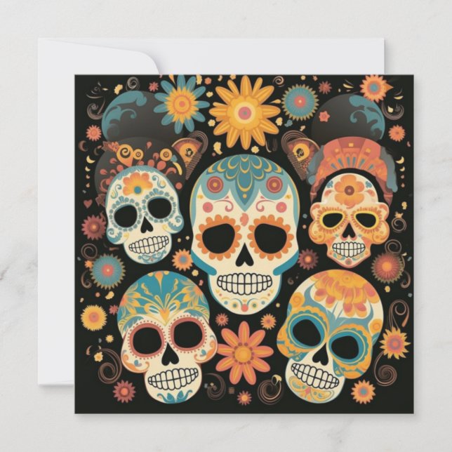 Invitation "Dia de los Muertos", Galerie Colorée de Calavera (Devant)