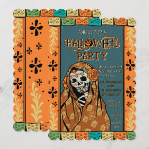 Invitation Dia De Los Muertos Halloween Art de Crâne de Sucre