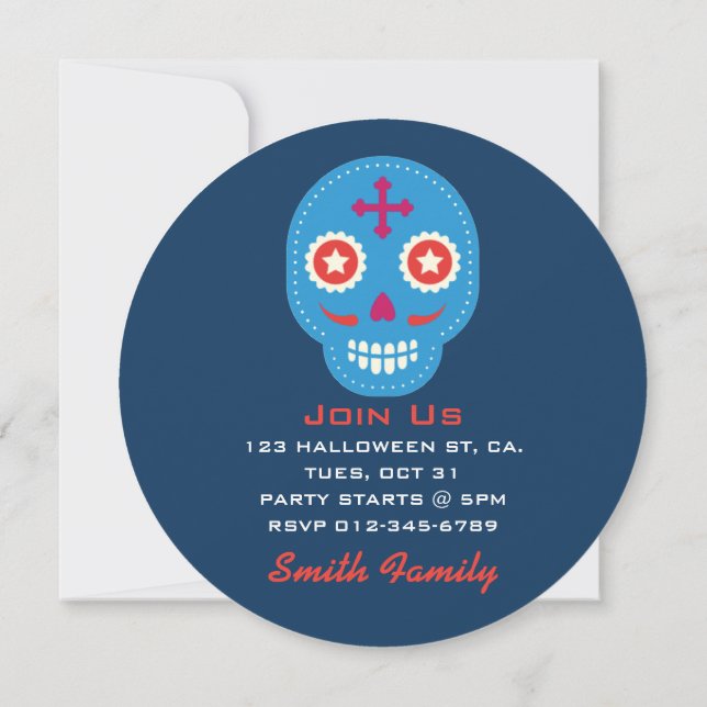 Invitation Dia De Los Muertos. Jour des morts. Crânes à sucre (Dos)