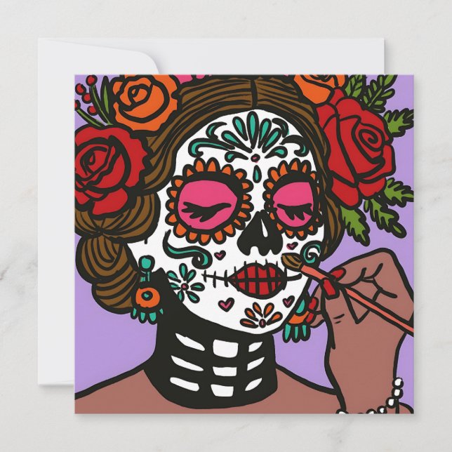 Invitation Día de los Muertos Main Drawn Catrina (Devant)