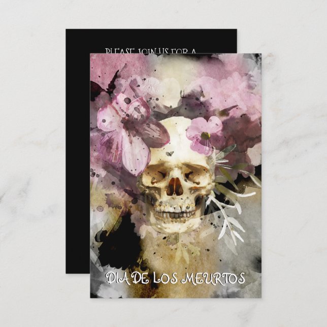 Invitation Dia De Los Muertos ou Jour de la fête des morts (Devant / Derrière)