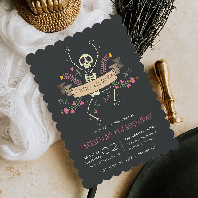 Invitation Día de los Muertos Theme Anniversaire de enfant Pa (Créateur téléchargé)