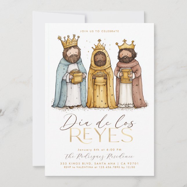 Invitation Día De Los Reyes Mexicaine 3 Rois Fête (Devant)