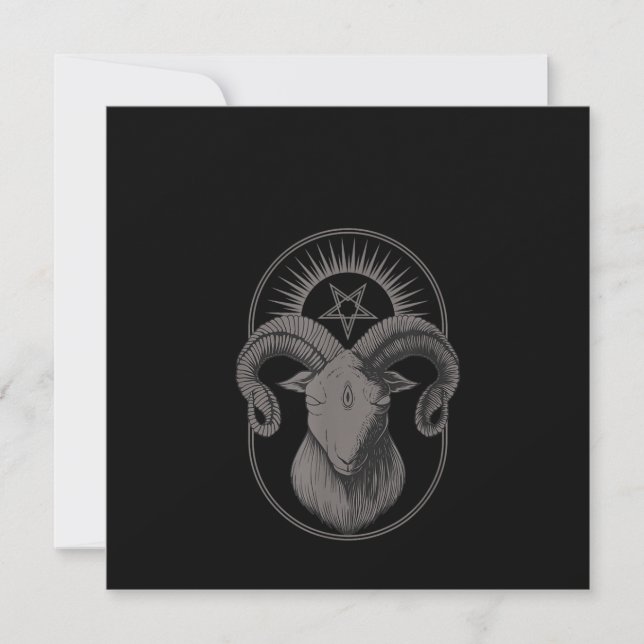 Invitation Diable Goat Pentagram Baphomet Satan Occulte Satan (Devant)