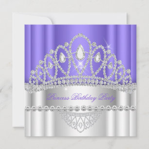Invitation Diadème Anniversaire Princesse Diamant Blanc Pourp