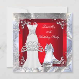 Invitation Diadème Chaussures à Talons Hauts Robe Rouge Argen