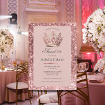Invitation Diadème Couronne Pailleté Rose Tendre Élégant 16 A<br><div class="desc">Fond rose tendre élégant encadré par un faux cadre pailleté rose blush. Graphisme d'accent de diadème orné de faux bijoux roses. Une invitation parfaite pour tous vos invités de fête des 16 ans. Parfait pour votre jour spécial. Absolument époustouflant.</div>
