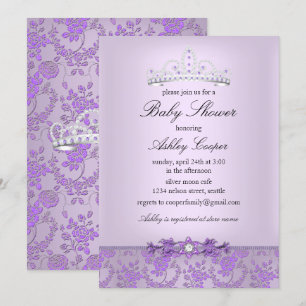 Invitation Diadème de Baby Shower Princesse Violette