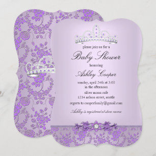 Invitation Diadème de Baby Shower Purple Princess