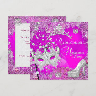 Invitation Diadème de chaussure de Mascarade Quinceanera 15èm