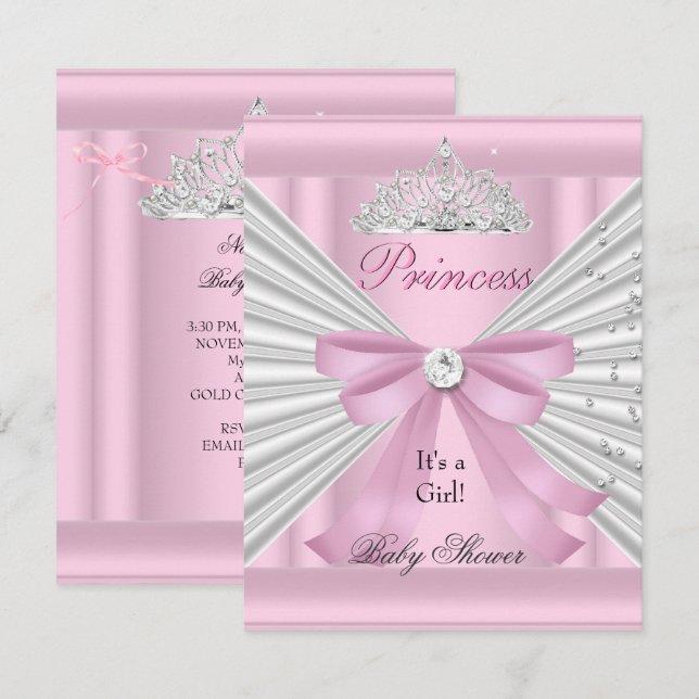 Invitation Diadème de Couronne de Princesse Rose Blanche pour (Devant / Derrière)