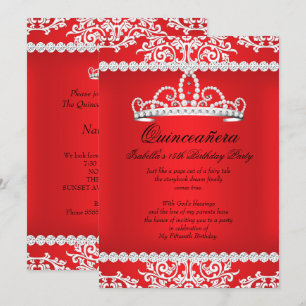 Invitation Diadème de fête pour les 15 ans de Quinceanera Rou