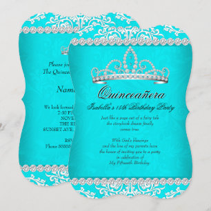 Invitation Diadème de fête pour Quinceañera Bleu sarcelle pou