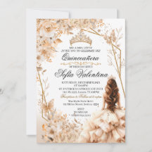 Diadème de princesse Quinceañera fille beige et or