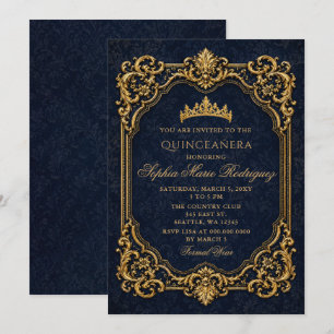 Invitation Diadème de princesse royale en or marine pour Quin