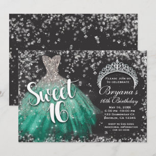 Invitation Diadème de robe sarcelle pailleté argenté Dark Swe