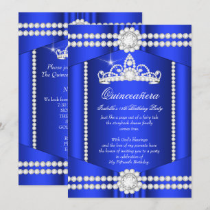 Invitation Diadème Diamant Royal Bleu Princesse Quinceanera
