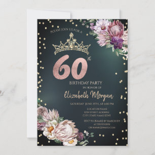 Invitation Diadème Diamants Fleurs Tropicales Vert 60ème