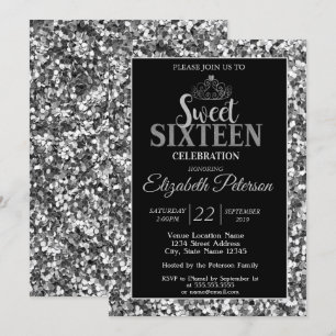 Invitation Diadème élégant et stylé, sequins argentés Sweet 1
