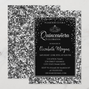 Invitation Diadème élégant moderne argenté, Quinceanera à pai