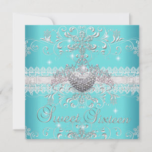Invitation Diadème en dentelle à paillettes bleu sarcelle Swe