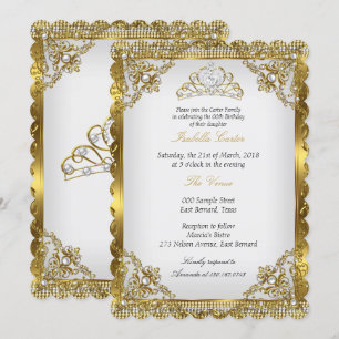 Invitation Diadème en dentelle de damas perle blanc or Fête d