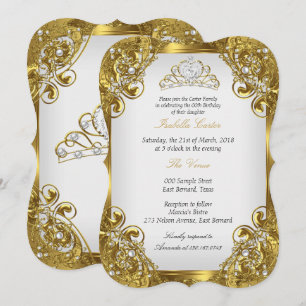 Invitation Diadème en dentelle de perle blanche dorée élite p