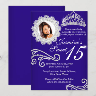 Invitation Diadème en diamant bleu royal scintillant Photo Qu