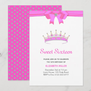 Invitation Diadème en diamant pailleté Sweet Sixteen