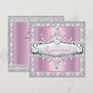 Invitation Diadème en diamant rose pour les 15 ans de Quincea