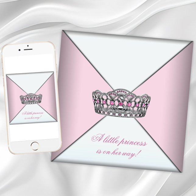 Invitation Diadème en Diamant Rose Princesse Baby Shower (Pink  princess baby shower invitation or any event. Add your own text to the front and back.)