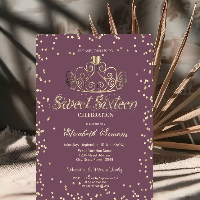 Invitation Diadème en or de luxe diamants princesse doux 16 (Créateur téléchargé)