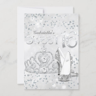 Invitation Diadème et talons à paillettes argentées Invitatio