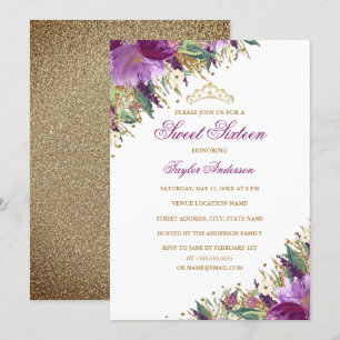 Invitation Diadème Étincelle Améthyste Fleur Violet Douze Ans