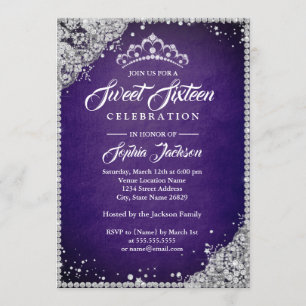 Invitation Diadème Étincelle de Dentelle de Diamant Rose Fête