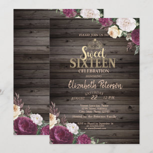 Invitation Diadème, Fleurs de Bourgogne Bois Rustique Douce F