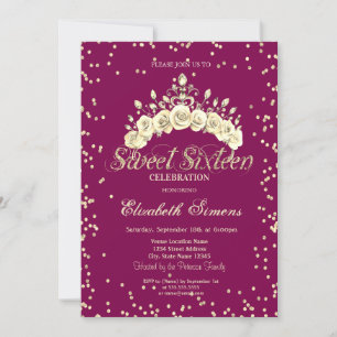 Invitation Diadème Floral Diamants Princesse Sweet 16