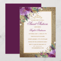 Diadème floral violet améthyste pailleté Sweet Six