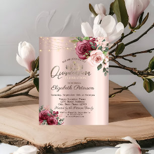 Invitation Diadème, Guirlande de lumières Roses bordeaux Quin