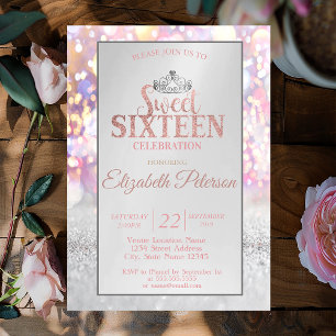 Invitation Diadème ombré bokeh paillettes colorées, fête Swee
