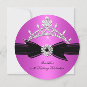 Invitation Diadème Pailleté Rose Chaud Arc en Diamant Anniver