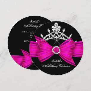 Invitation Diadème Pailleté Rose Chaud Arc en Diamant Fête d'