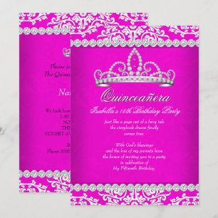 Invitation Diadème pour fête de 15 ans de Quinceanera Rose Ch
