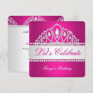 Invitation Diadème Princesse Fuchsia Diamant Blanc Anniversai