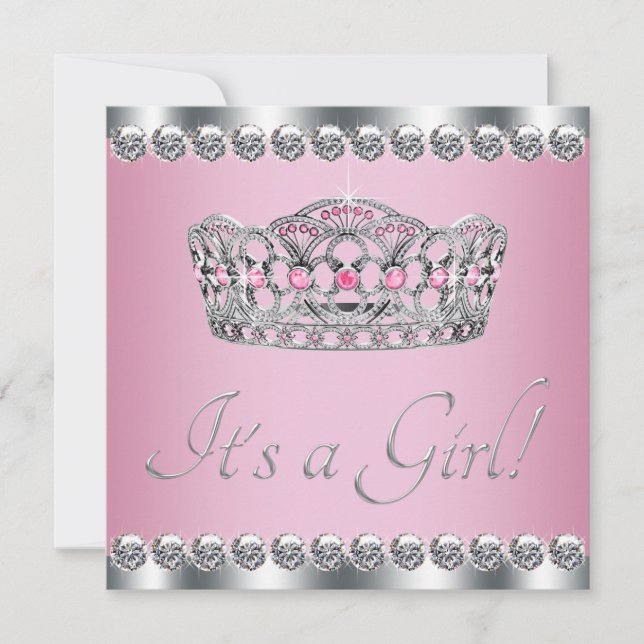 Invitation Diadème Rose Princesse Baby Shower (Devant)