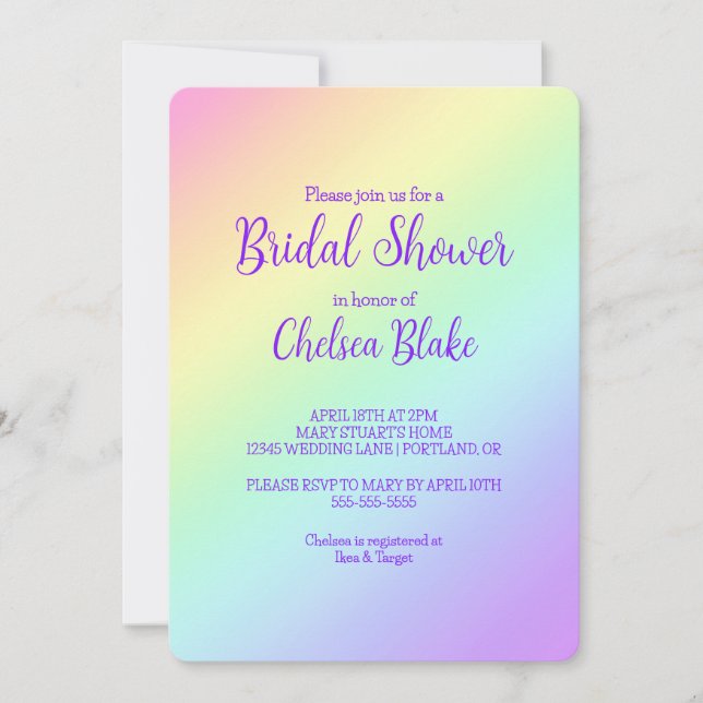 Invitation diagonale Rainbow Bridal (Devant)